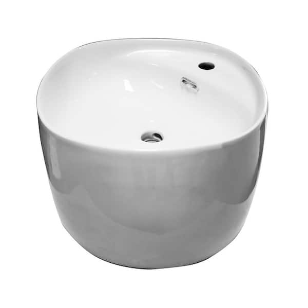 Barclay Products Wharton White Vitreous China Oval Wall-Mount Sink with 1 Faucet Hole