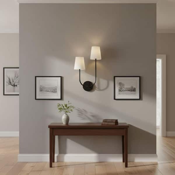 Cora 12.75 in. 2-Light Black Right Side Wall Sconce
