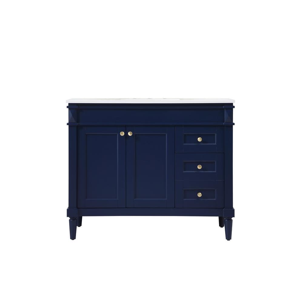 Simply Living 42 in. W x 21 in. D x 35 in. H Bath Vanity in Blue with Ivory