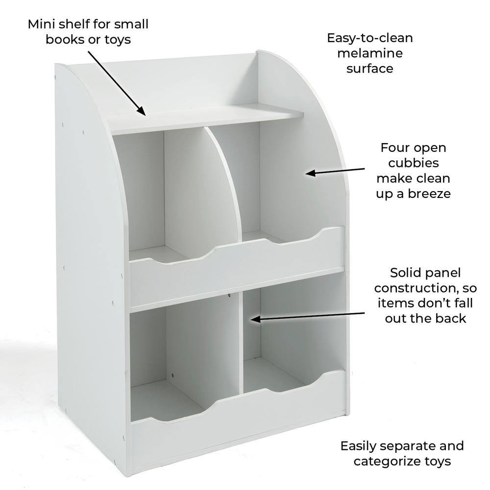 Bright White Multi-Cubby Toy & Book Organizer for Kids
