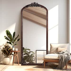 21 in. W x 64 in. H Carved Wooden Full Length Mirror in Charcoal