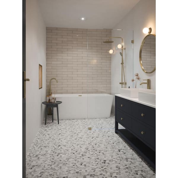 Jeffrey Court Bailey Grey Pebble 12 in. x 12 in. x 10 mm Honed Natural Stone Mosaic Wall/Floor Tile
