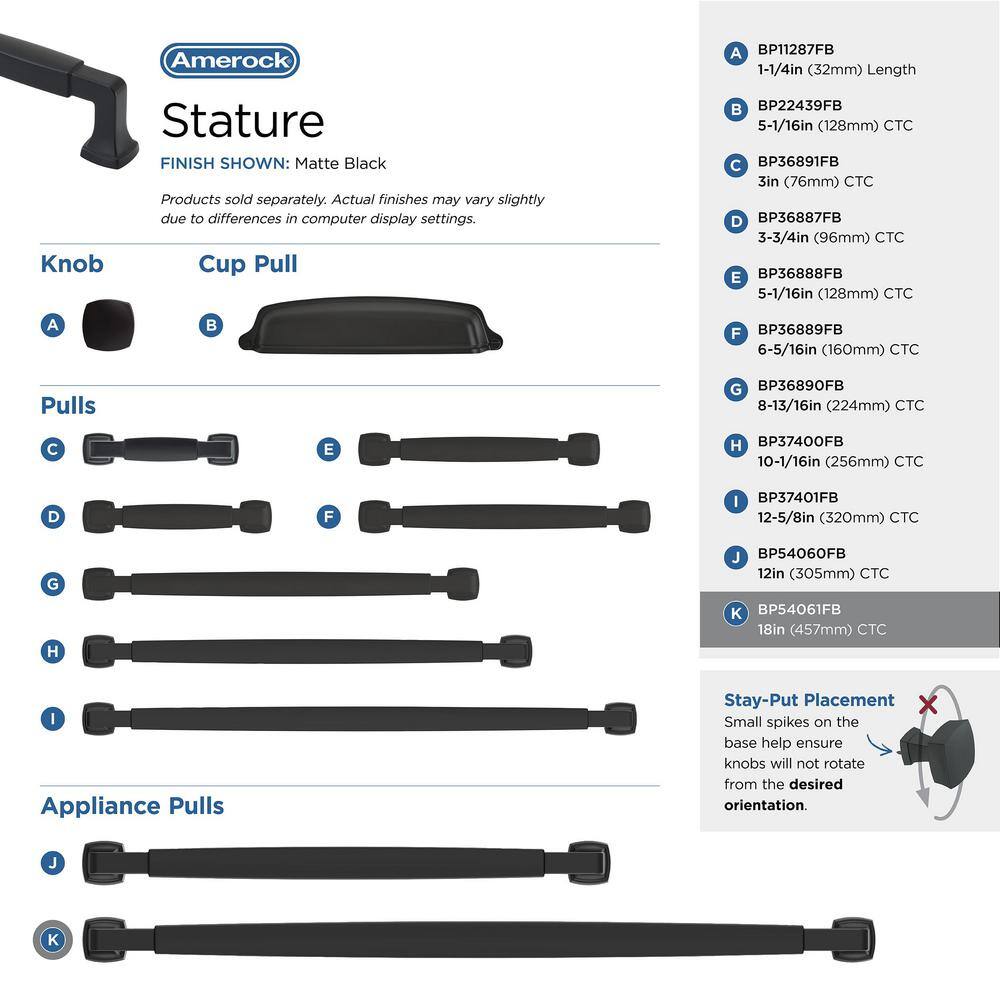 Matte Black Modern 19-inch Appliance Pull with Mounting Hardware