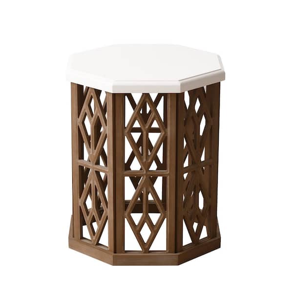 Ahokua 18.01 in. White Round MDF End Table