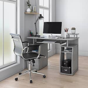 48 in. Rectangular Gray 2 Drawer Computer Desk with Keyboard Tray