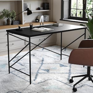 47 in. Rectangle Black/Oil Rubbed Bronze Engineered Wood Computer Desk