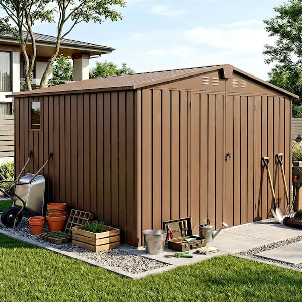 ToolCat 11 ft. W x 9 ft. D Outdoor Metal Shed Tool Storage with