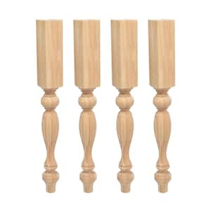 35.25 in. x 3.75 in. Unfinished Solid North American Hardwood French Kitchen Island Leg (4-Pack)