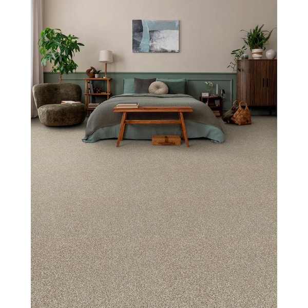 Royal Retreat - Oat - Brown 12 ft. 30 oz. Polyester Texture Full Roll Carpet (1080 sq. ft./Roll)