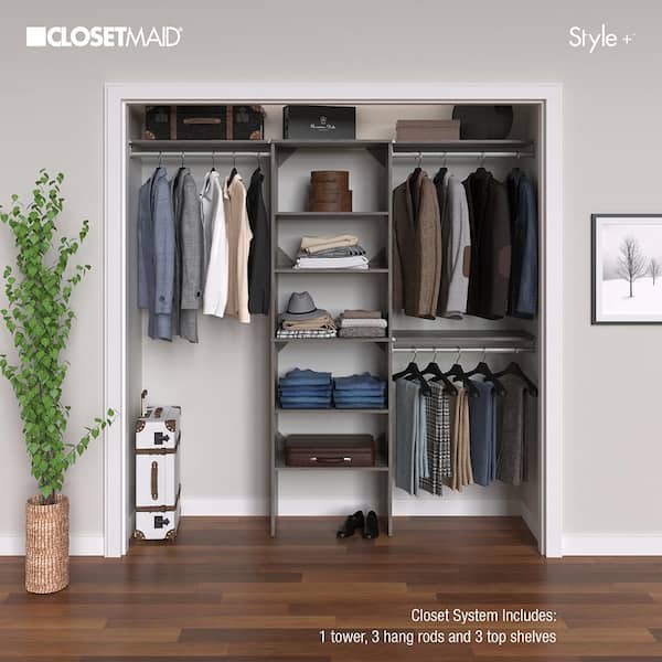 ClosetMaid 6702 Style+ 73.1 in W - 121.1 in W Coastal Teak Basic Wood Closet System Kit - 2