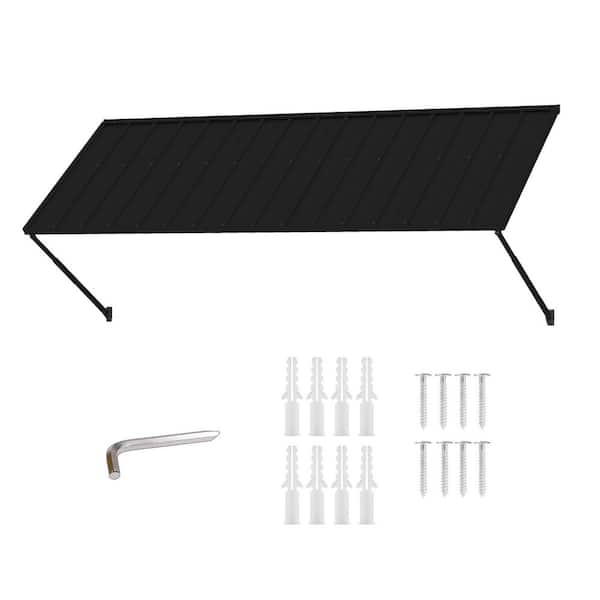 9 ft. (108 in.) Galvanized Steel Window Door Awning 31 in. to 42 in. Height Adjustable and 43 in. Depth, Dark Gray