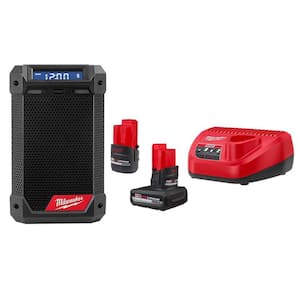M12 12-Volt Lithium-Ion Cordless Bluetooth/AM/FM Jobsite Radio w/High Output 5.0 Ah and 2.5 Ah Batteries & Charger