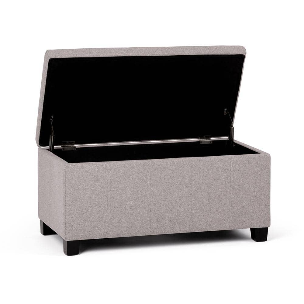 Gray Cloud Tufted Wood Storage Bench Ottoman