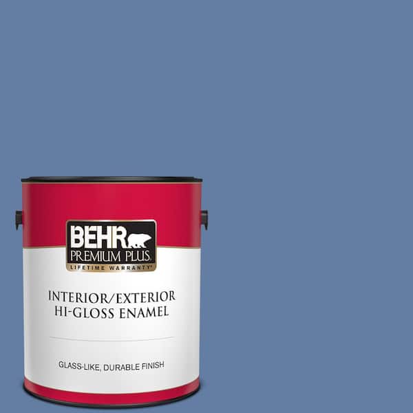 BEHR PREMIUM PLUS 1 gal. #600D-6 Blueberry Patch Hi-Gloss Enamel Interior/Exterior Paint