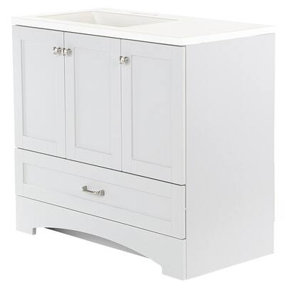 Lancaster 36 in. W x 19 in. D Bath Vanity in Pearl Gray with Cultured Marble Vanity Top in White with White Sink