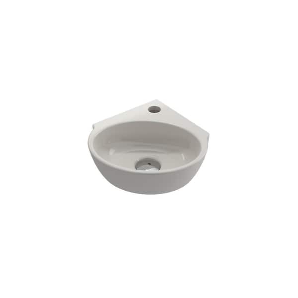 BOCCHI Milano Wall-Mounted Biscuit Fireclay Corner Vessel Sink