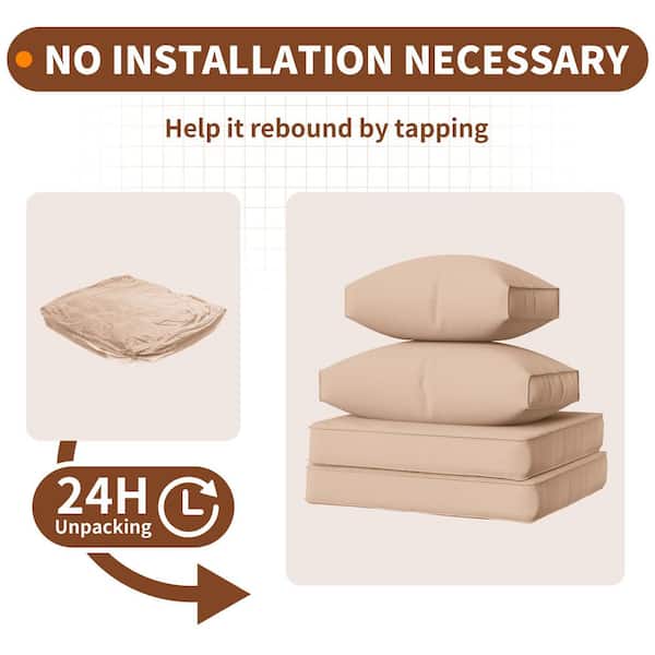 Poteban Outdoor Beige 4 in. Thick Replacement Cushion Set Seat