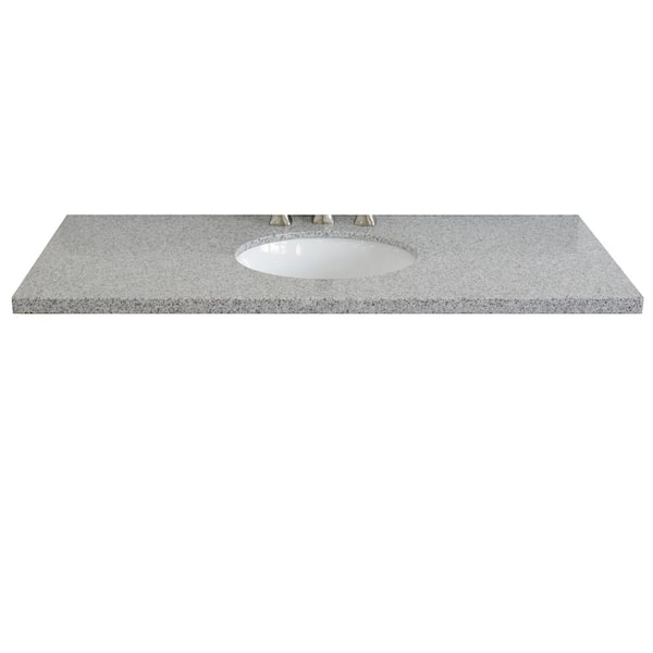 Bellaterra Home Ragusa 49 in. W x 22 in. D Granite Single Basin Vanity Top in Gray with White Oval Basin