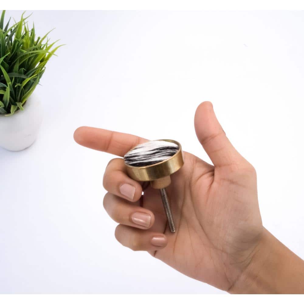 Modern Brass Round Knob with Mounting Hardware