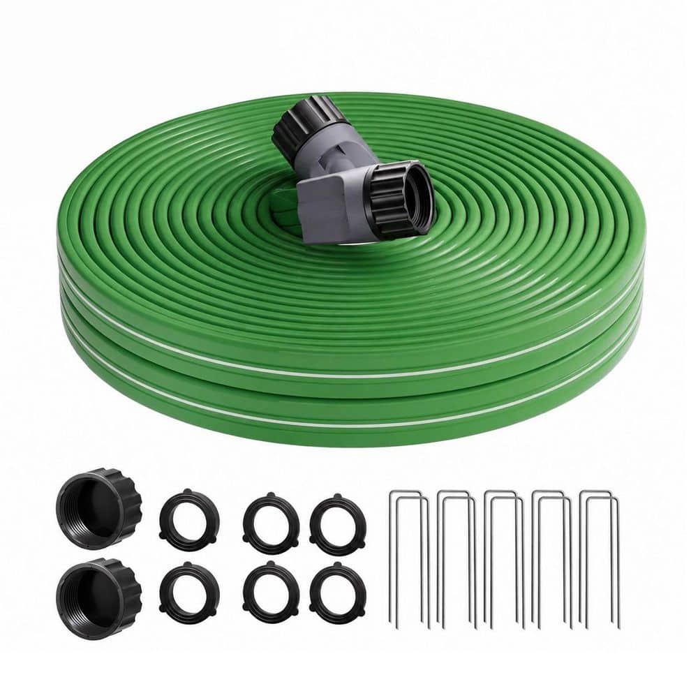 50 FT Water Saving Flat Soaker Hose with 20 Stakes, Durable Multi Directional Garden Lawn Irrigation Tubing price history on PriceWatchPro