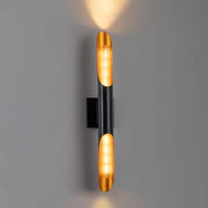 2-Lights Matte Black and Gold Die-casting Aluminum Wall Sconce Vanity light