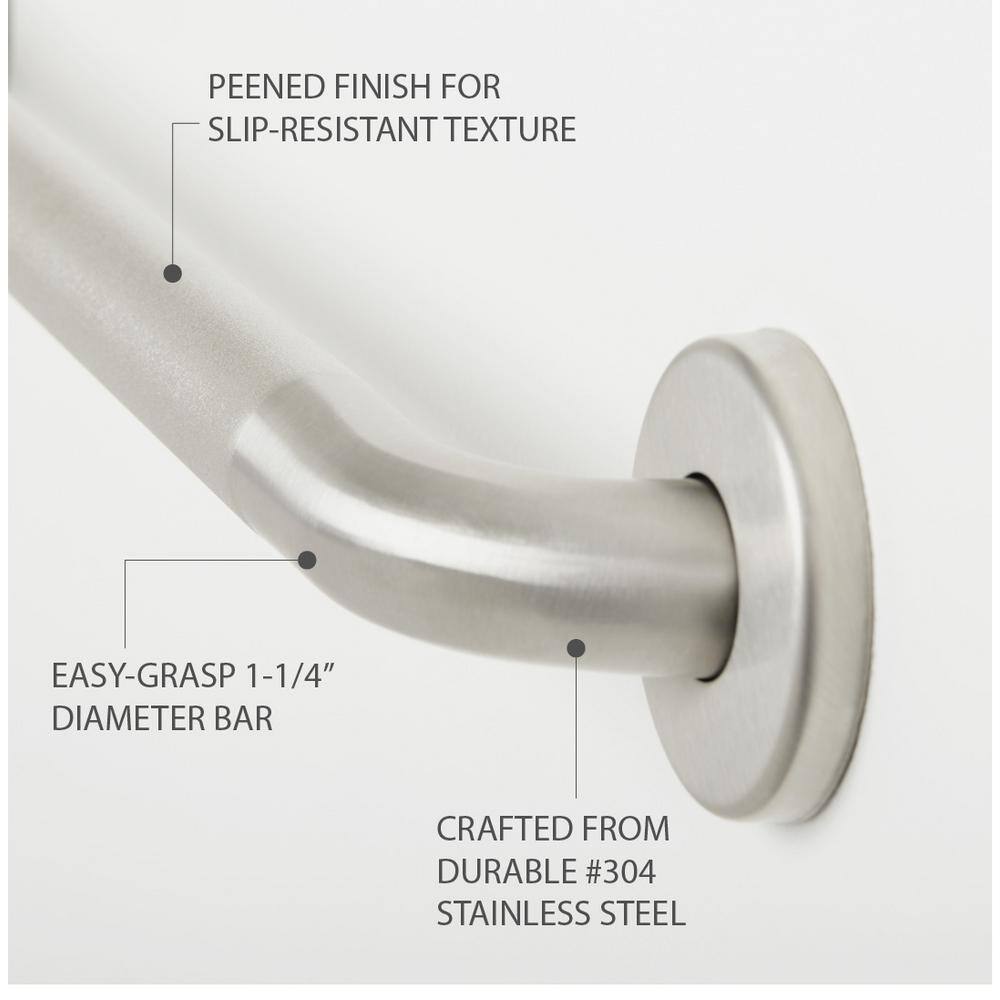 Signature Satin Stainless Steel 42" Grab Bar with Peened Grip