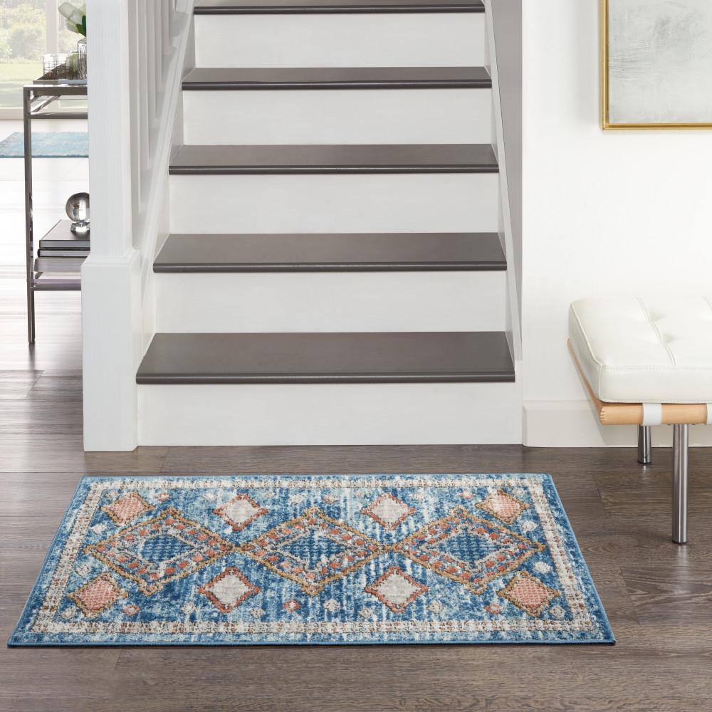 Concerto Moroccan Blue Rectangular Area Rug 2'2" x 3'9"