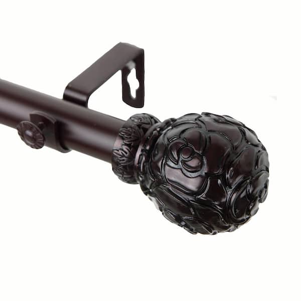 Rod Desyne Rosy 160 in. - 240 in. Adjustable 1 in. Dia Single Curtain Rod in Mahogany