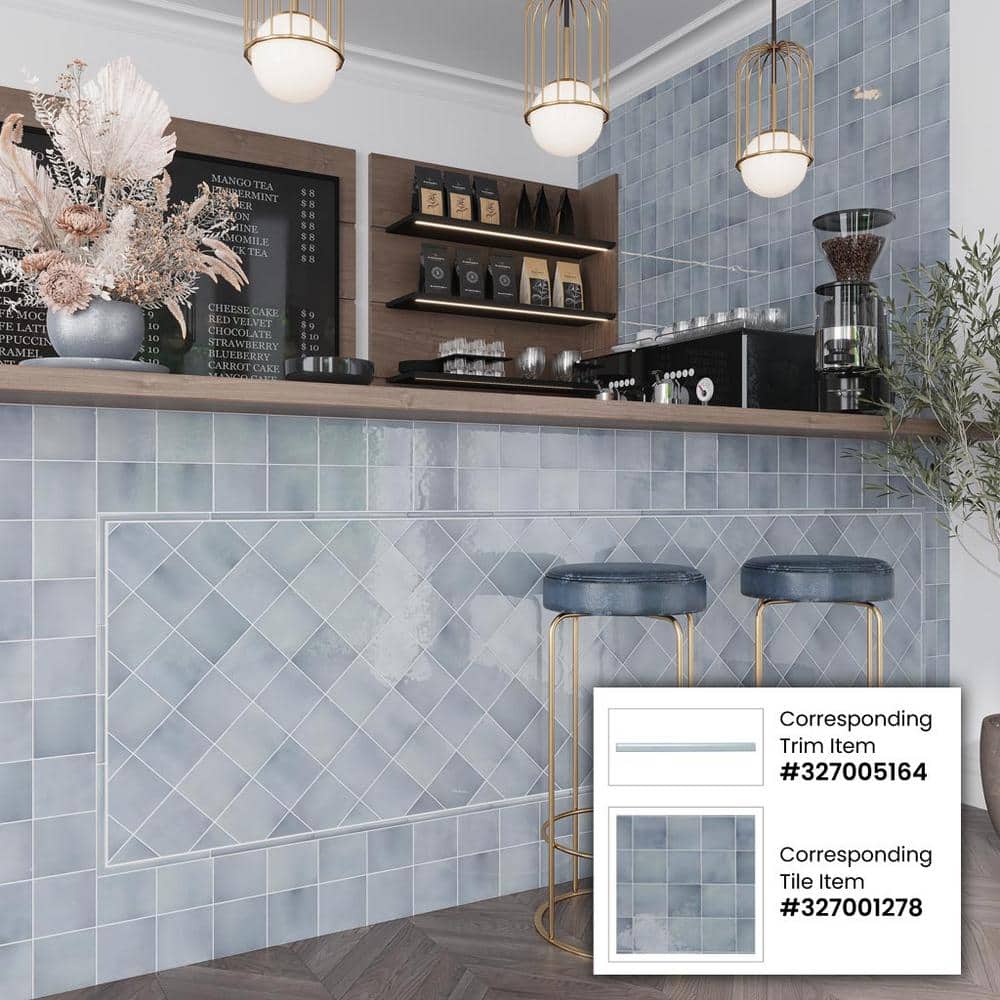 Silken 3.94" Gray Glossy Ceramic Square Wall and Floor Tile