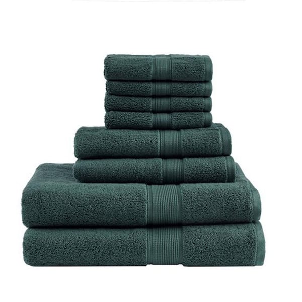 MADISON PARK Signature 800GSM 8-Piece Dark Green Ultra-Soft 100% Cotton Absorbent Bath Towel Set