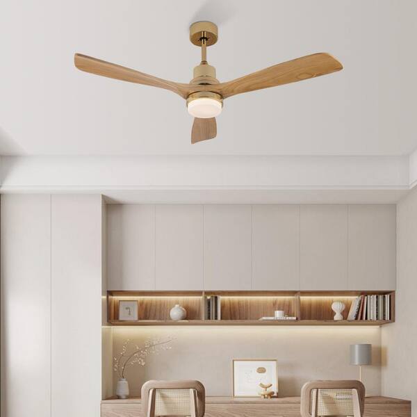 48 in. Integrated LED Indoor Reversible 6 Speeds Smart Timing Light Brown  Ceiling Fan with Light and Remote