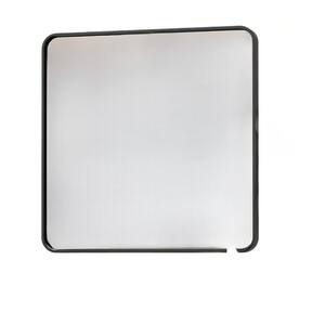 Spartan Black Frame 36 in. W x 36 in. H Modern Tempered Wall Mirror Aluminum Alloy Framed Bathroom Mirror