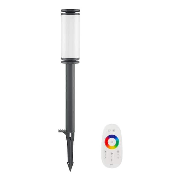 Hampton Bay 100 Lumen Low Voltage Black Integrated LED Color Changing Outdoor Landscape Bollard Light
