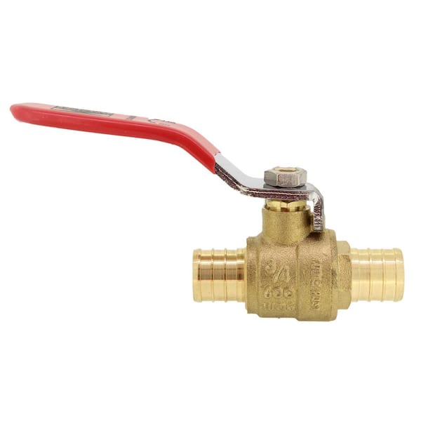 Shut Off Ball Valve 1 Piece Each Lead Free Brass 1/4 Turn Blue 2 Packs 1 Hot Full Port Red Label and 1 Cold 2 Pieces XFITTING 3/4 Pex Ball Valve