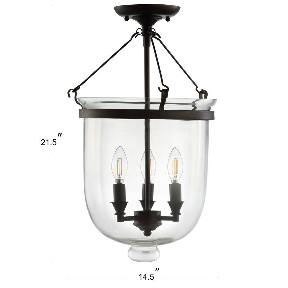 Elegant Farmhouse 14.5" Oil Rubbed Bronze & Glass LED Ceiling Light