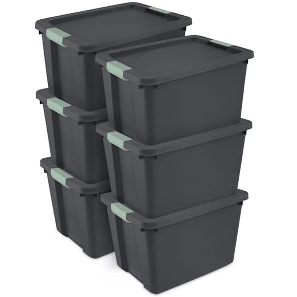 6 Pack 20 gal. Latch Tote, Stackable Plastic Storage Bin Container