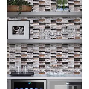 Blue 11.8 in. x 11.8 in. Polished and Textured Marble and Glass Mosaic Tile (4.83 sq. ft./Case)