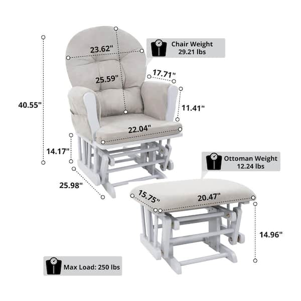 Maelys Glider with Ottoman Rosalind Wheeler Frame Color: White, Upholstery Color: Light Gray