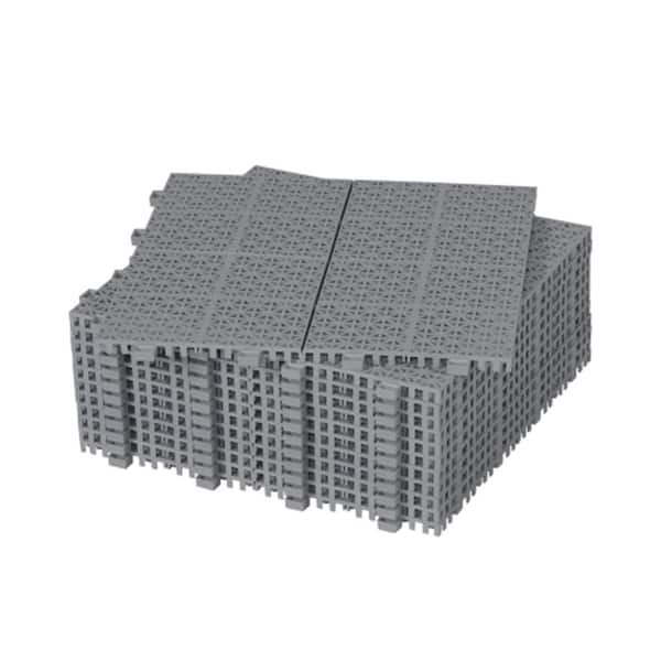 ITOPFOX 12 in. x 12 in. Square Gray Plastic Outdoor Interlocking Deck Tiles Waterproof All Weather Anti-Slip (12-Pack)