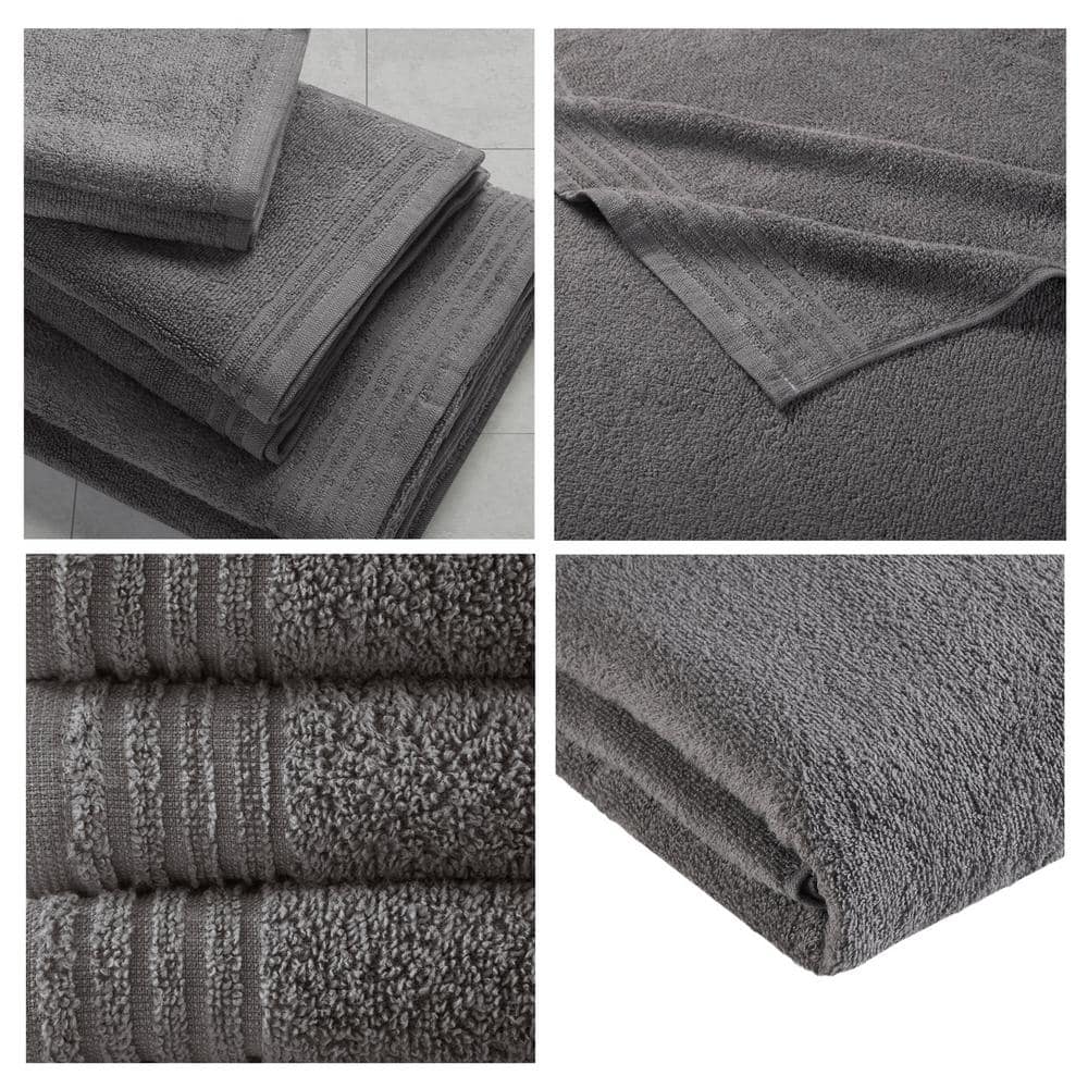 Gray Cotton Quick Dry 12-Piece Bath Towel Set