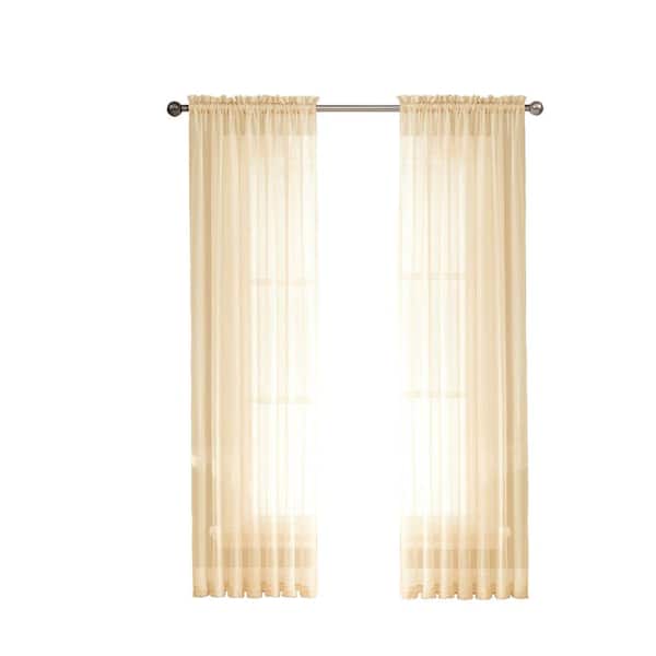 Window Elements Sheer Diamond Sheer 56 in. W x 90 in. L Rod Pocket Extra Wide Curtain Panel in Beige