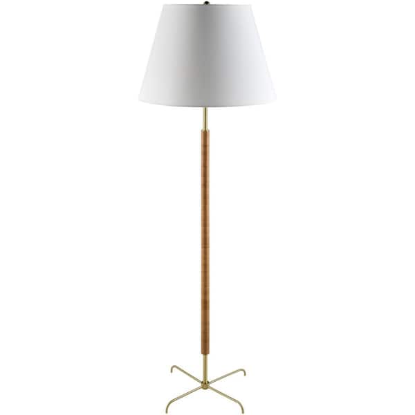 Livabliss Magda MAG-005 62" H x 20"W x 20"D Accent, Brass/Brown, Standard, Floor Lamp
