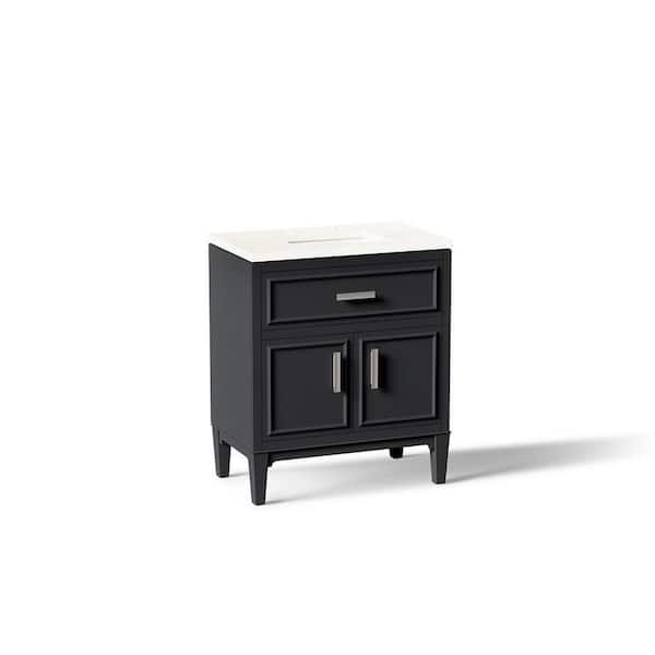 Southerk 31 in. Single Sink Freestanding Slate Grey Bath Vanity with White Quartz Top Assembled