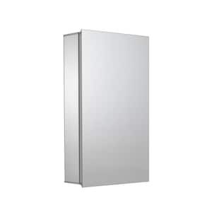 Mallard 15 in. W x 25 in. H Single Door Rectangular Silver Aluminum Recessed/Surface Mount Medicine Cabinet with Mirror