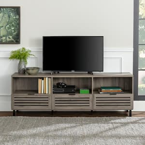 70 in. Slate Gray Composite TV Stand with 3 Drawer Fits TVs Up to 75 in. with Doors