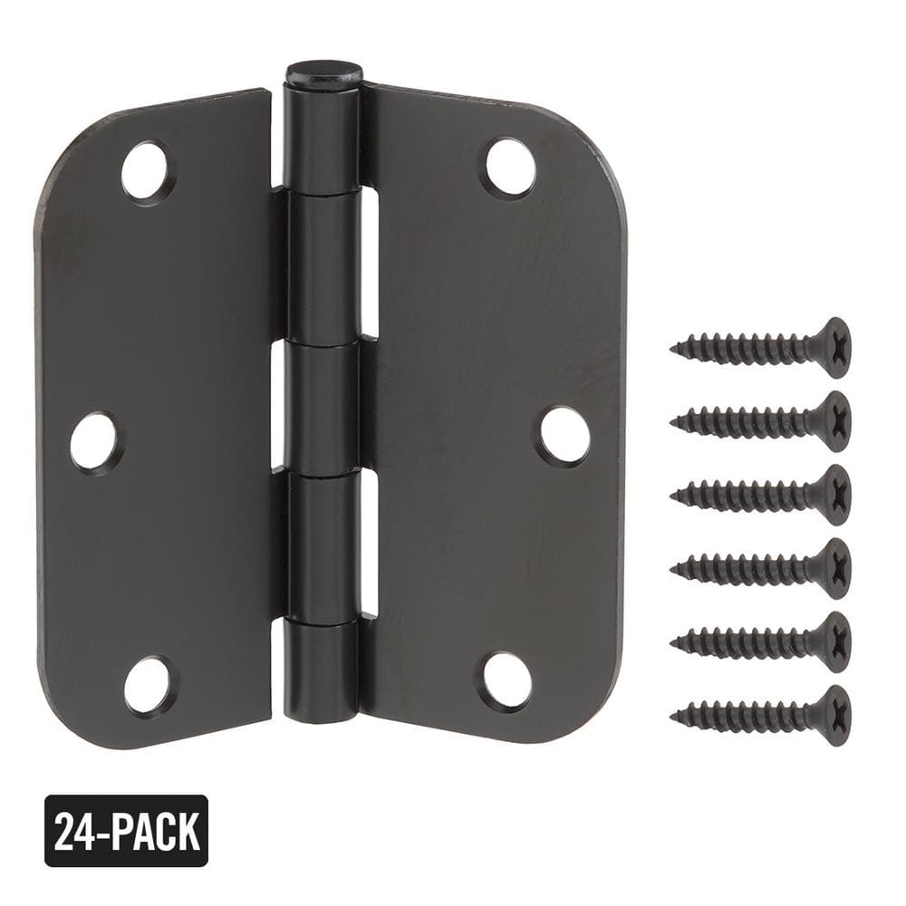 3-1/2 in. x 5/8 in. Radius Dark Oil-Rubbed Bronze Door Hinge Value Pack (24