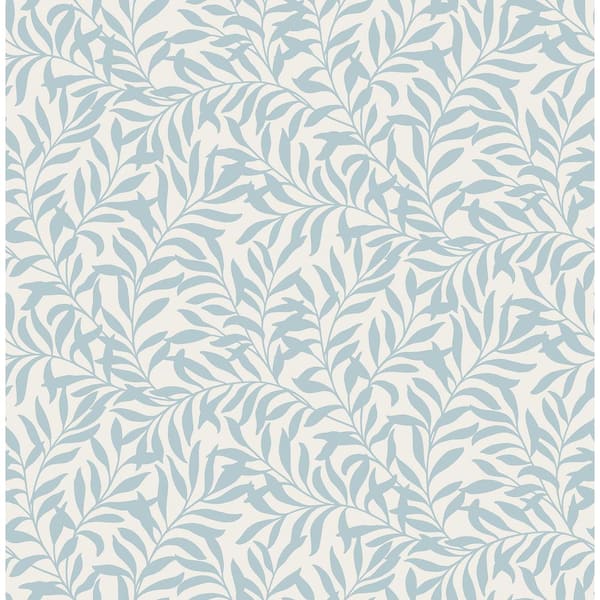 Brewster Home Fashions Salix Light Blue Leaf Wallpaper Sample