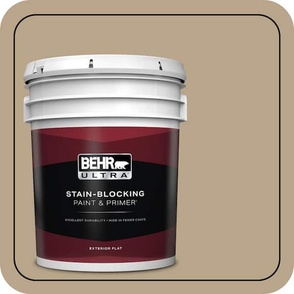 BEHR ULTRA 5 gal. #710D-4 Harvest Brown Flat Exterior Paint & Primer