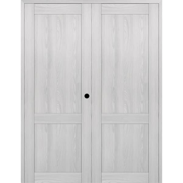 Belldinni 2-Panel Shaker 64 in. x 96 in. Left Active Ribeira Ash Wood Composite Solid Core Double Prehung Interior Door