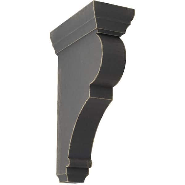 Ekena Millwork 2-1/2 in. x 10 in. x 5-1/2 in. Black Medium Rojas Wood Vintage Decor Corbel
